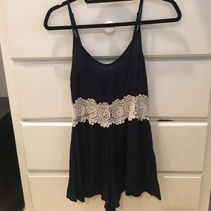 Navy blue lace romper